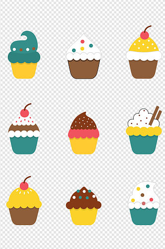 巧克奶油冰淇淋蛋糕糕点图案图标免扣元素