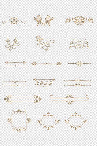 简约创意欧式花纹边框装饰图案设计免扣元素