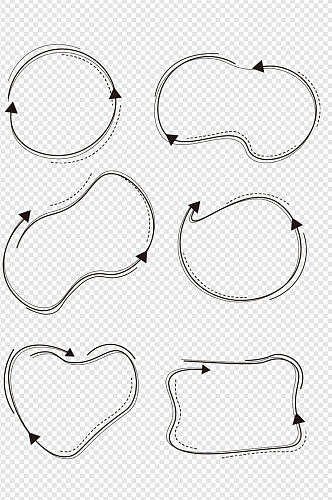 手绘趣味黑白箭头指示边框标题框免扣元素