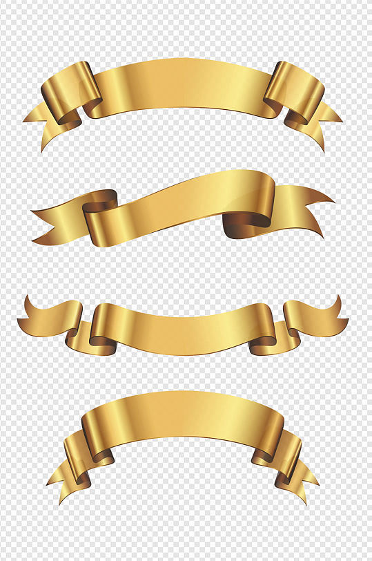 金色彩带丝带节日促销渐变边框标签免扣元素