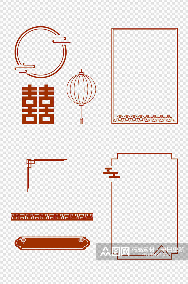 传统中国风花纹边框免扣元素素材