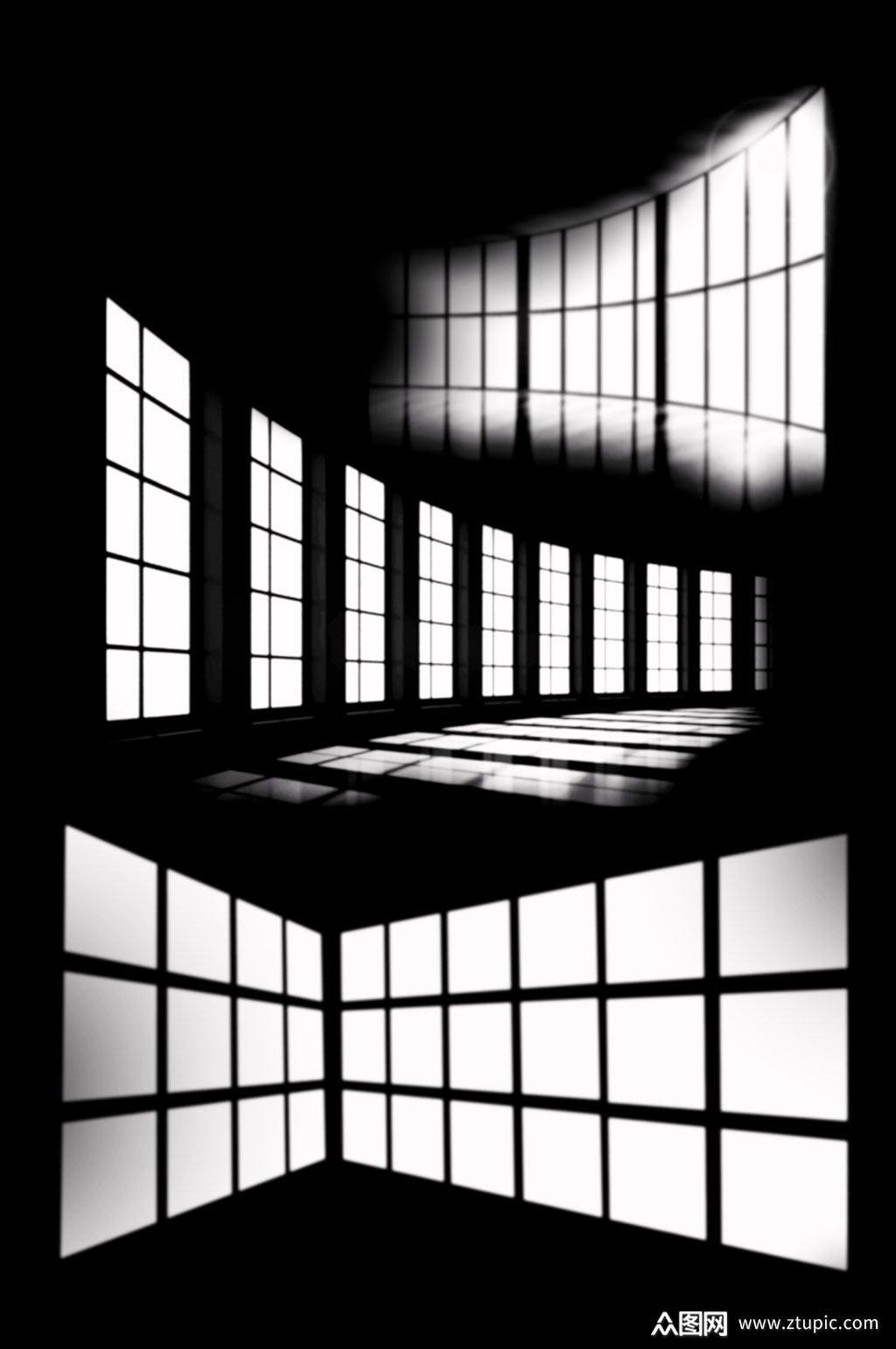 窗户格子灯光素材光影效果光照投影免扣元素