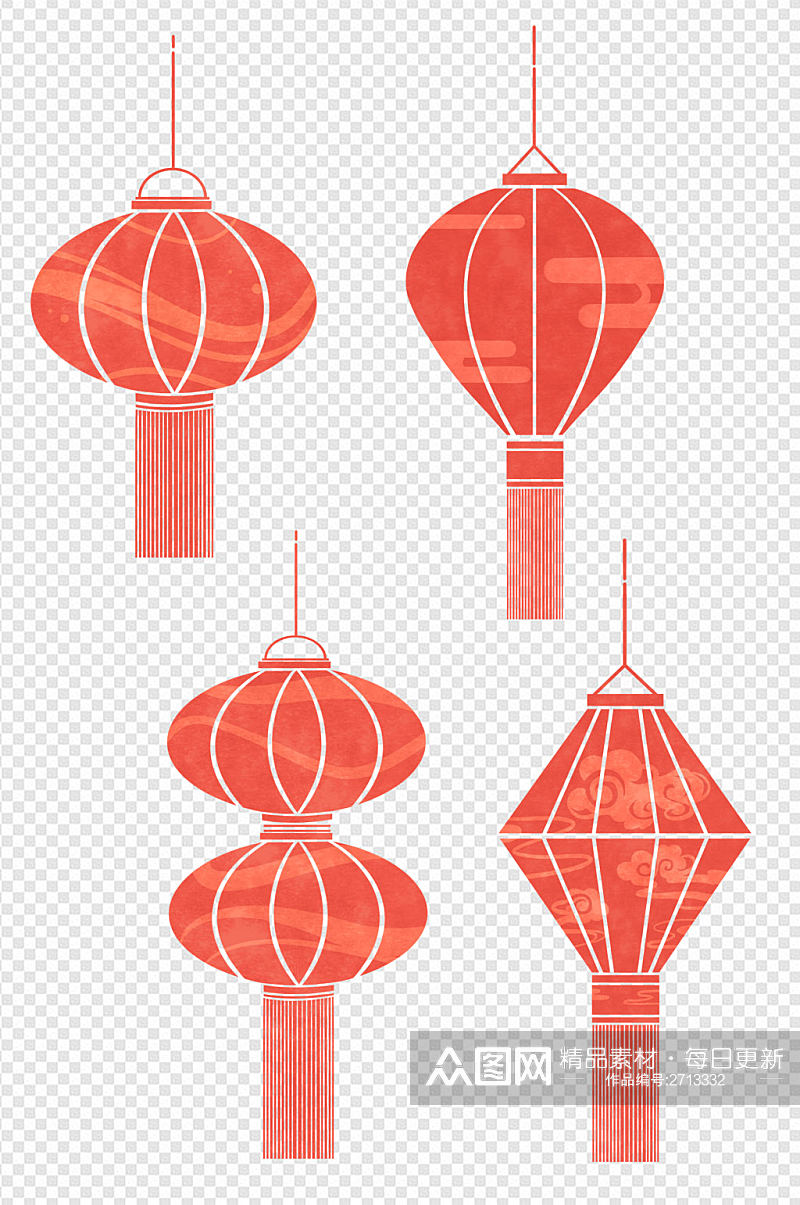 中国风红色灯笼中国传统节日装饰免扣元素素材