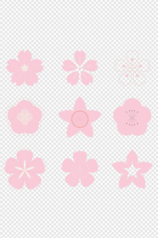 日式粉简易色樱花图型免扣元素