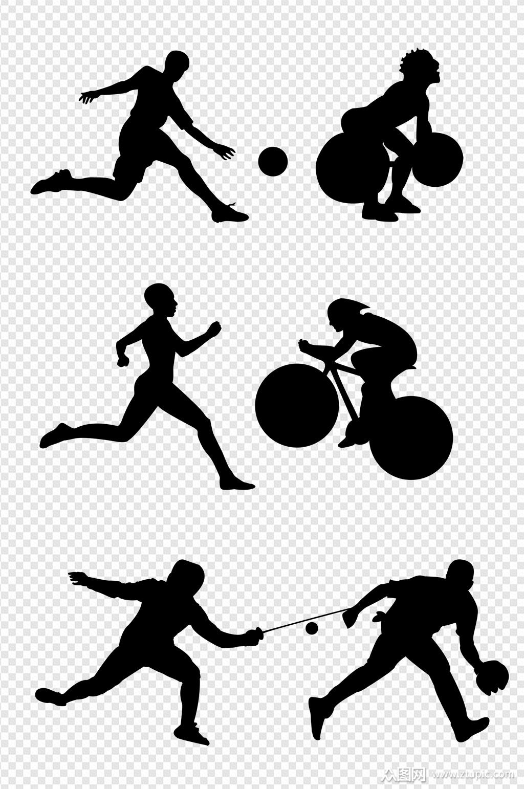 奥运运动剪影人物免扣元素
