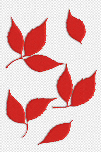 简约肌理植物红叶子树叶立体插画免扣元素