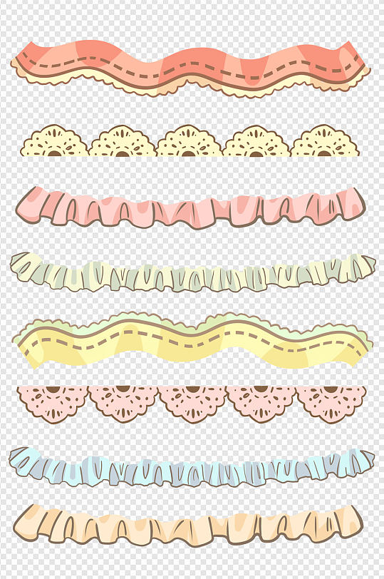 卡通衣物衣褶蕾丝花边装饰素材免扣元素