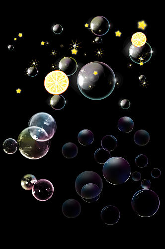 梦幻泡泡背景彩色泡沫透明水泡免扣元素