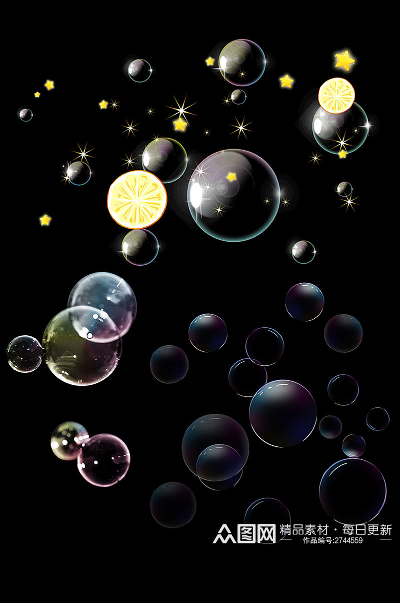 梦幻泡泡背景彩色泡沫透明水泡免扣元素素材