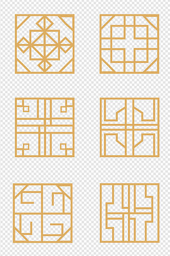 中式纹样装饰图案边框元素几何花窗免扣元素