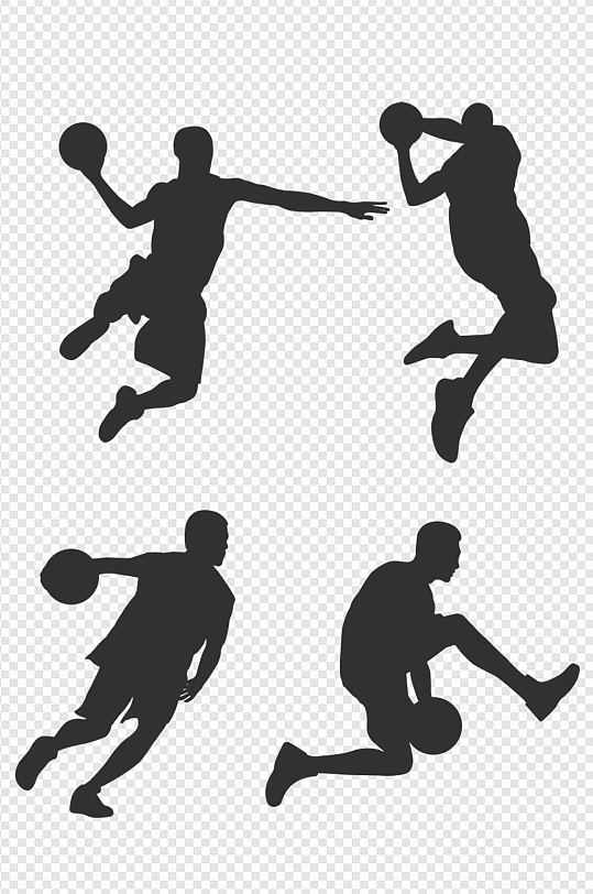 创意手绘男孩运动员打篮球运动姿势剪影运动元素