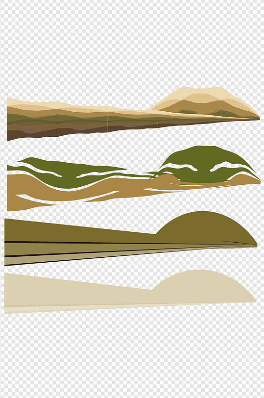 山脉土地大地插画装饰图案分割线免扣元素