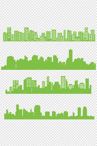 绿色城市剪影元素装饰图案免扣元素