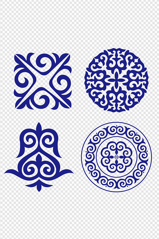 新疆花纹青花瓷纹理古典设计免扣元素