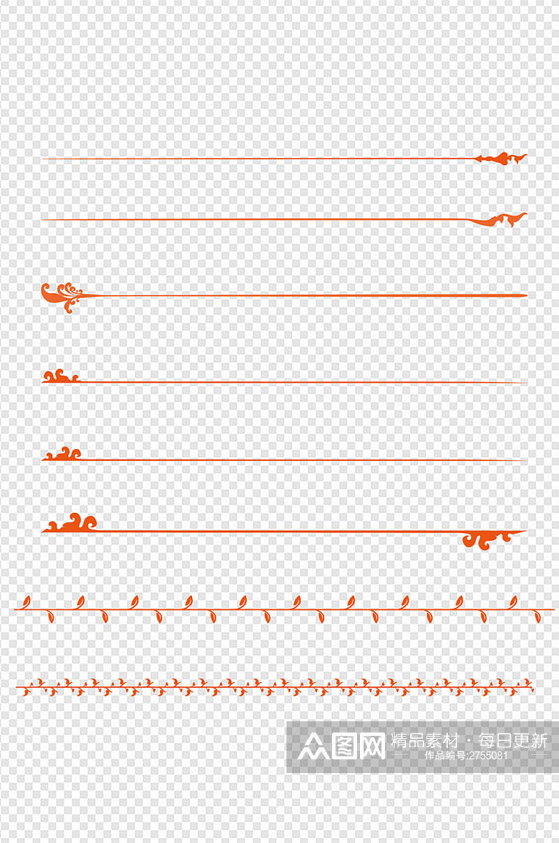 分界线复古古风分割线线条花纹免扣元素素材