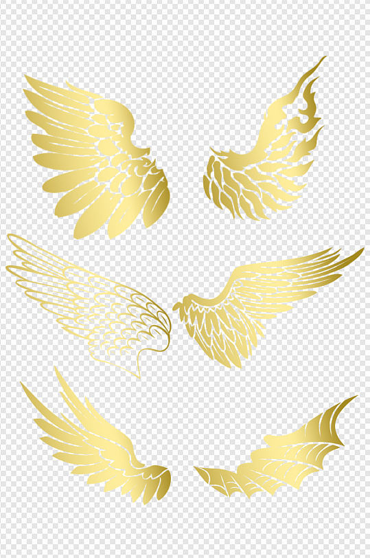 金色翅膀天使翅膀图案免扣元素