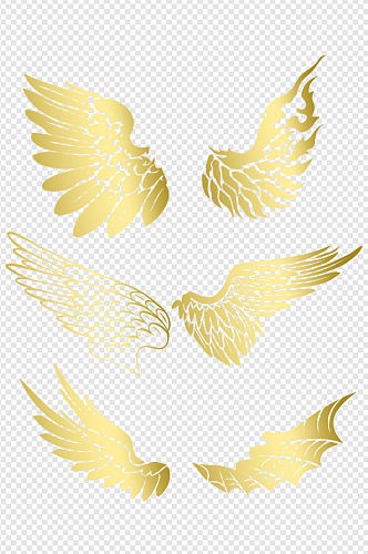 金色翅膀天使翅膀图案免扣元素