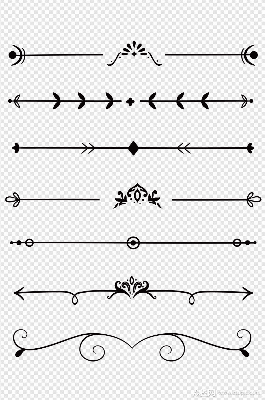 欧式花纹边框分割线图腾花边浪漫免扣元素
