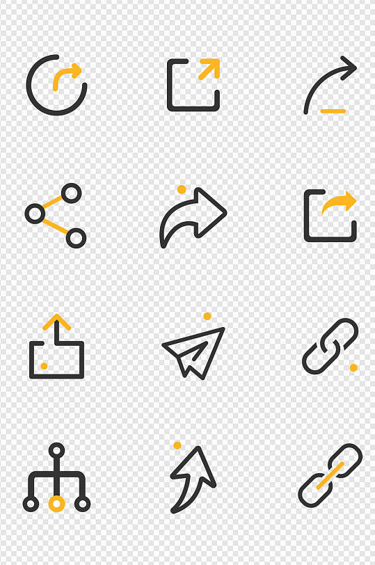 分享链接箭头多色线性icon图标免扣元素