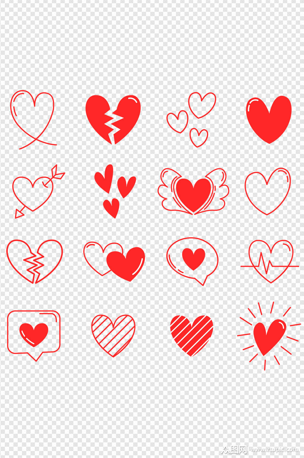 心形情人节创意素材免扣元素