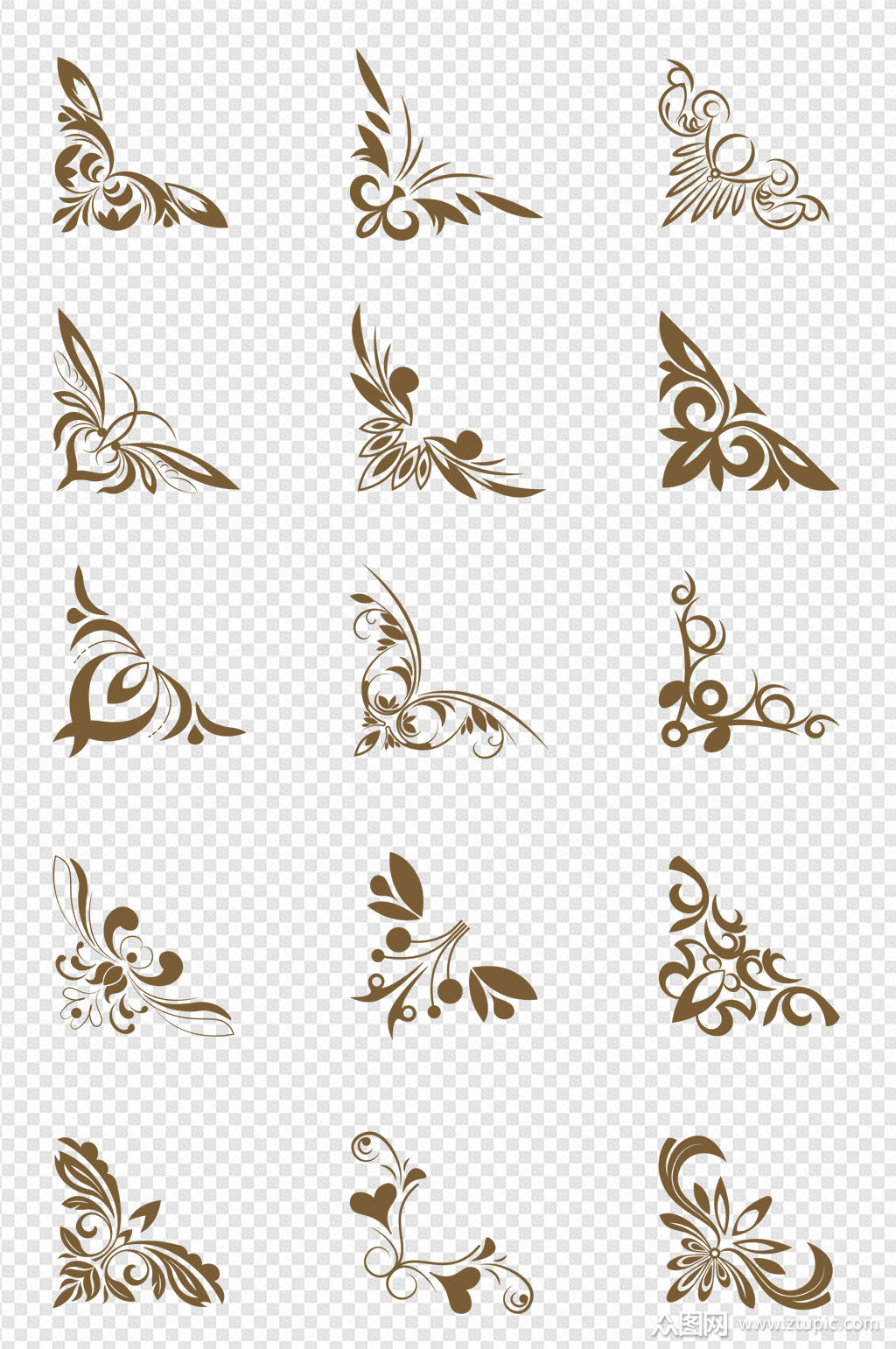 中式欧式古典花纹花边窗框边角图腾免扣元素素材