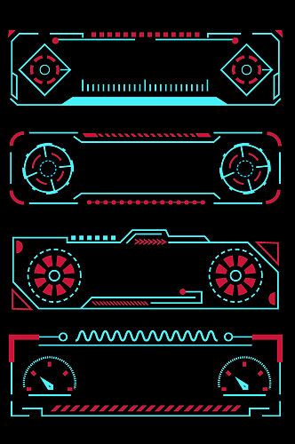 蓝色科技感边框几何图案边框免扣元素