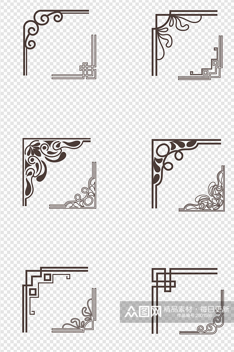 中式欧式古典花纹花边雕刻文化墙免扣元素素材