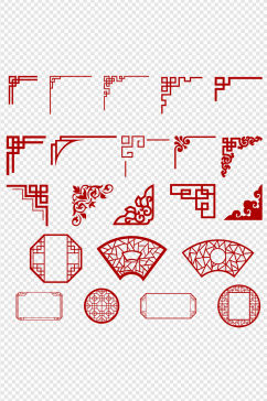 各类中国风边框花纹免扣元素
