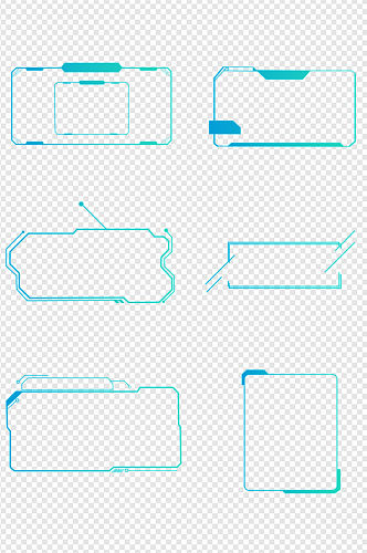 蓝色科技感边框几何边框机械风边框免扣元素