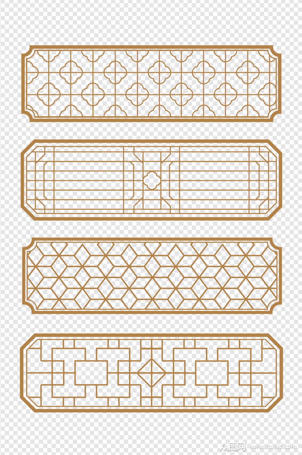 中式古典窗框屏风格子窗格边框纹理免扣元素素材