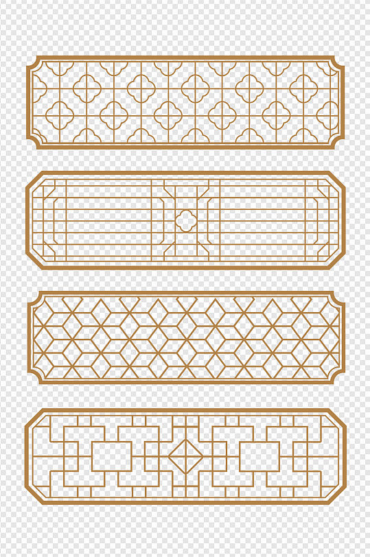 中式古典窗框屏风格子窗格边框纹理免扣元素