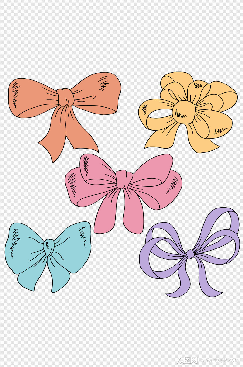 手绘卡通蝴蝶结彩色发饰装饰免扣元素