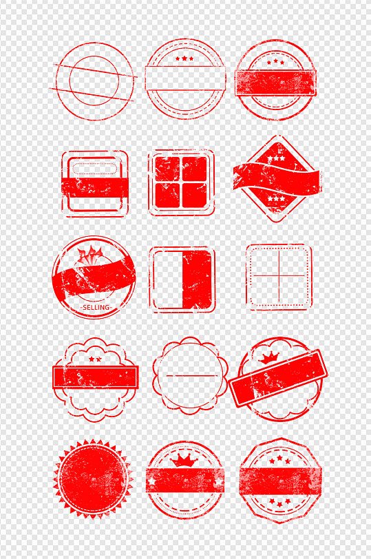 各种中国风红色印章免扣元素