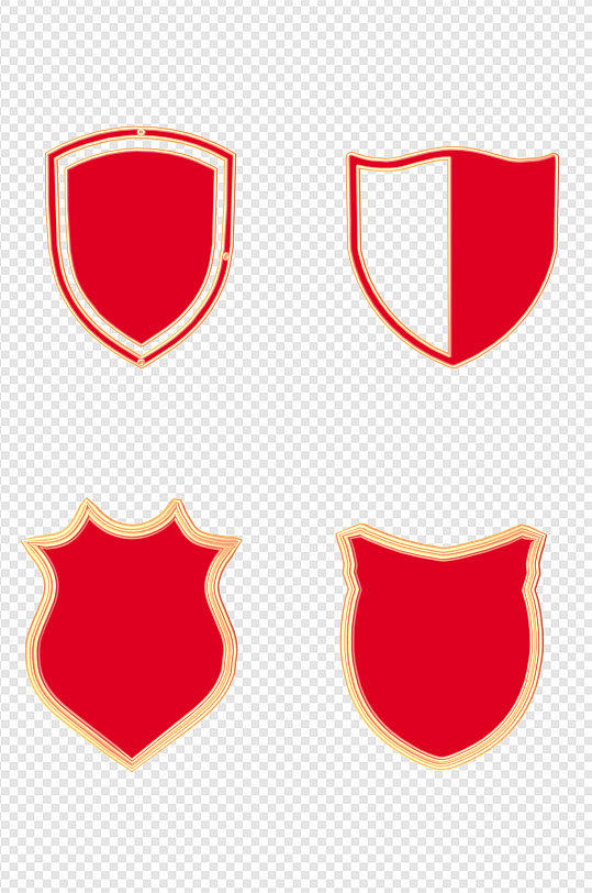红色徽章盾牌防护安全保价品质保障免扣元素