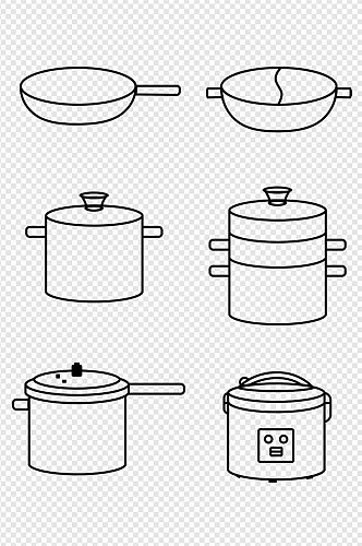 家用厨房锅轮廓图标免扣元素