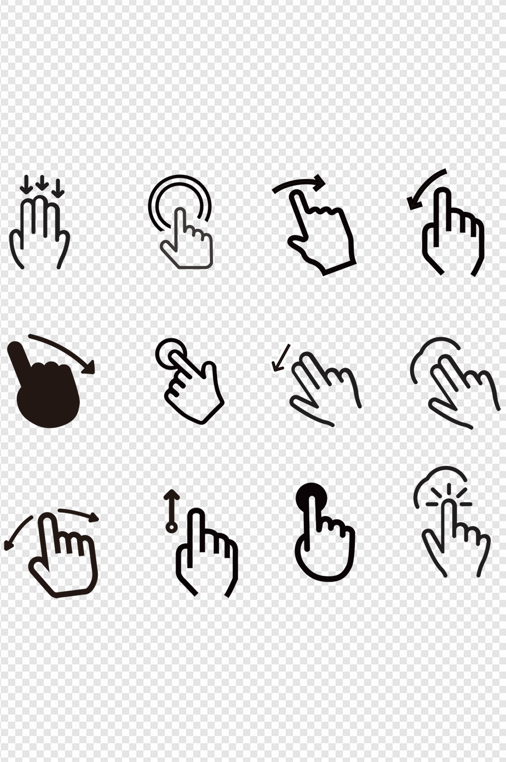 手势手指滑动方向按钮免扣元素素材