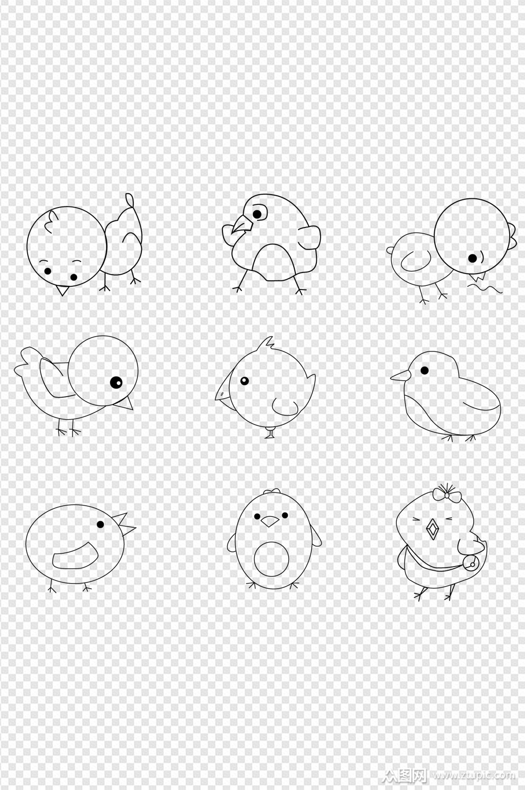 小鸡卡通简约素材免扣元素素材