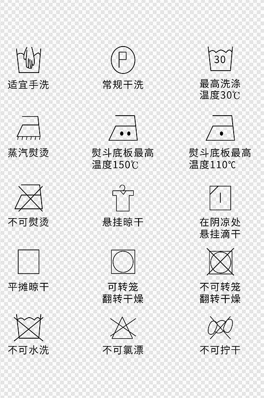 洗涤说明洗涤标志洗水标免扣元素