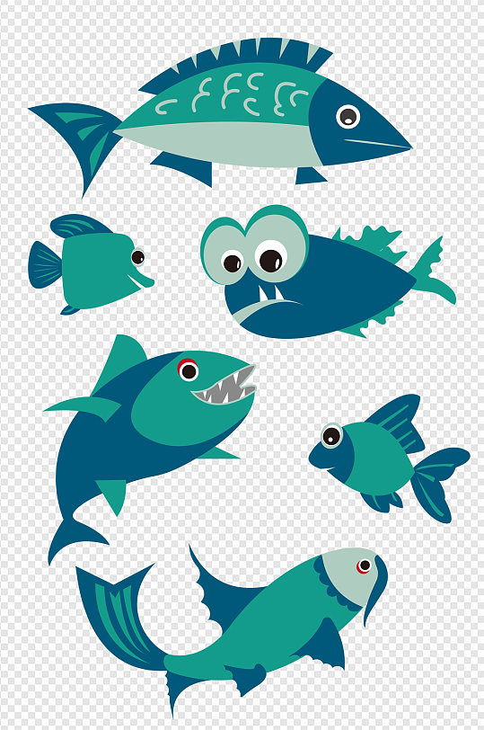 鱼类元素海洋鱼生物鱼装饰图案图案免扣元素