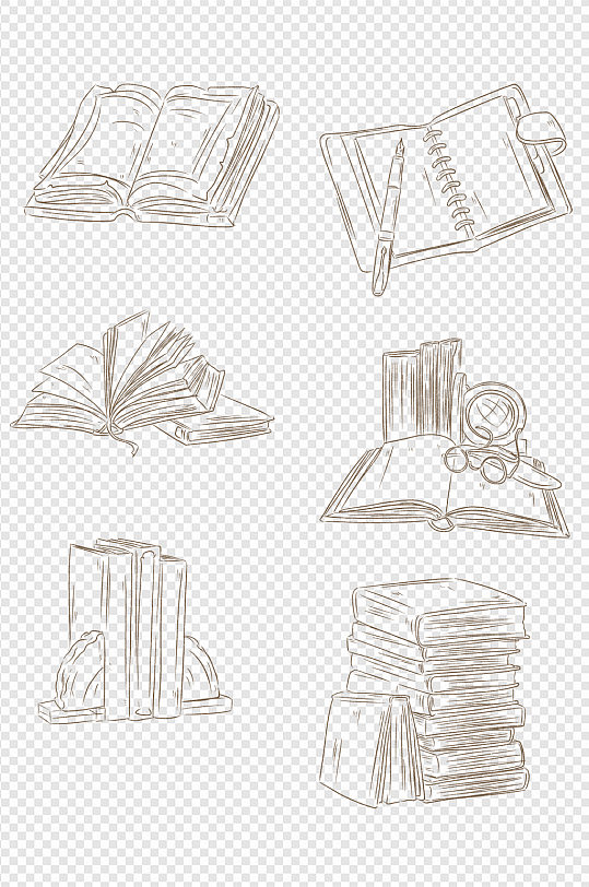 黑色素描书本设计免扣元素