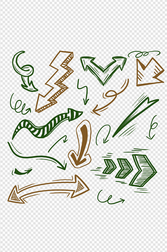 可爱手绘风小清新涂鸦创意箭头装饰免扣元素