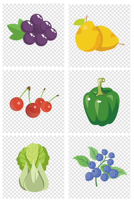 小清新简约卡通时令水果蔬菜元素免扣元素