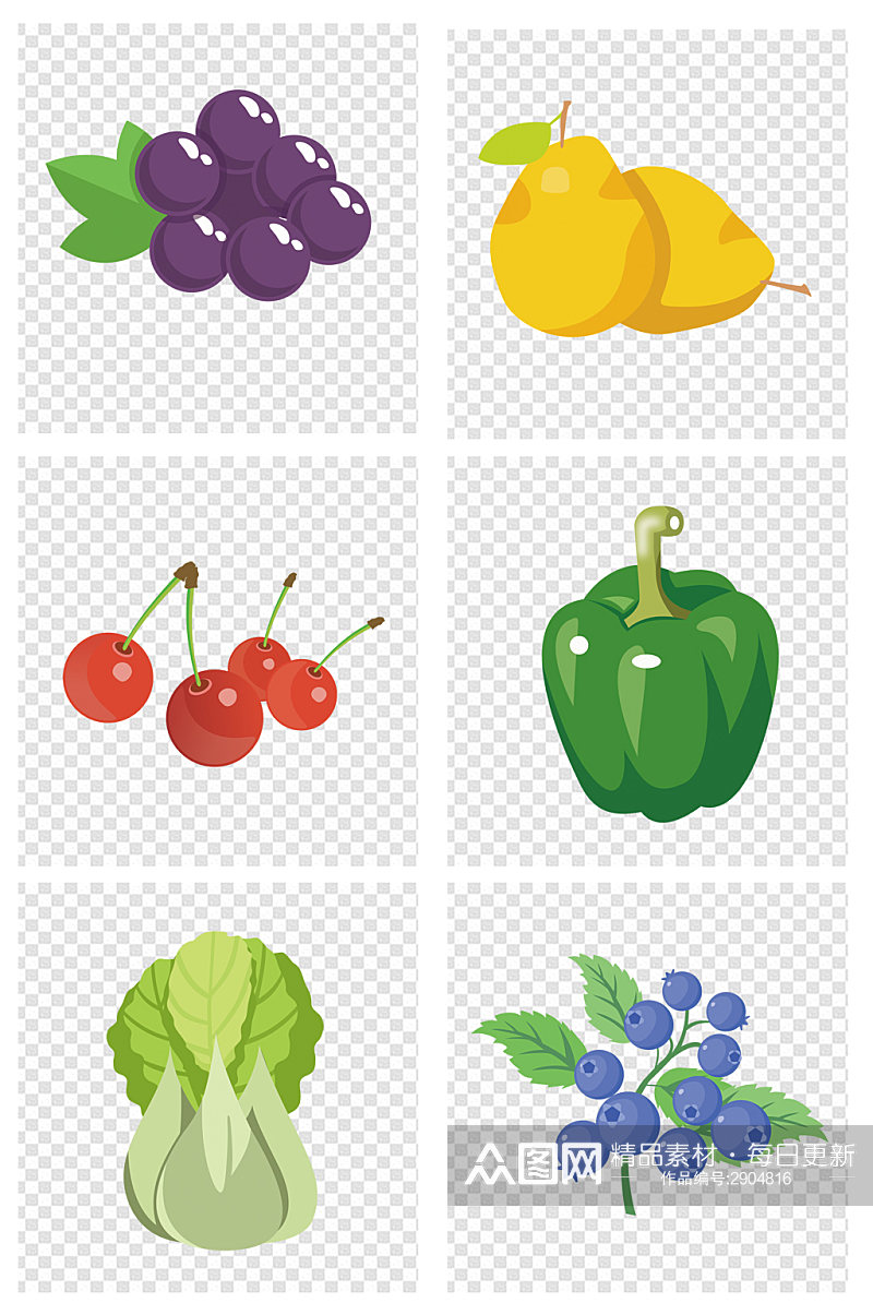 小清新简约卡通时令水果蔬菜元素免扣元素素材