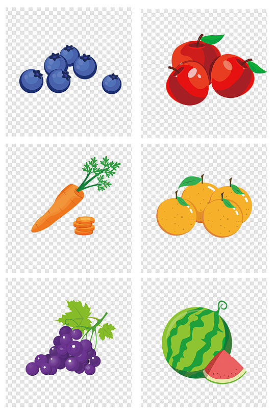 小清新简约卡通时令水果蔬菜免扣元素