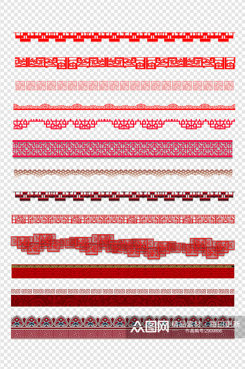 边框底纹红色中国风古典新年花纹免扣元素素材