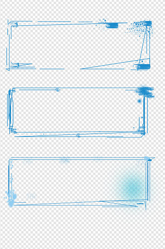 蓝色矩形边框几何图形边框纹理免扣元素