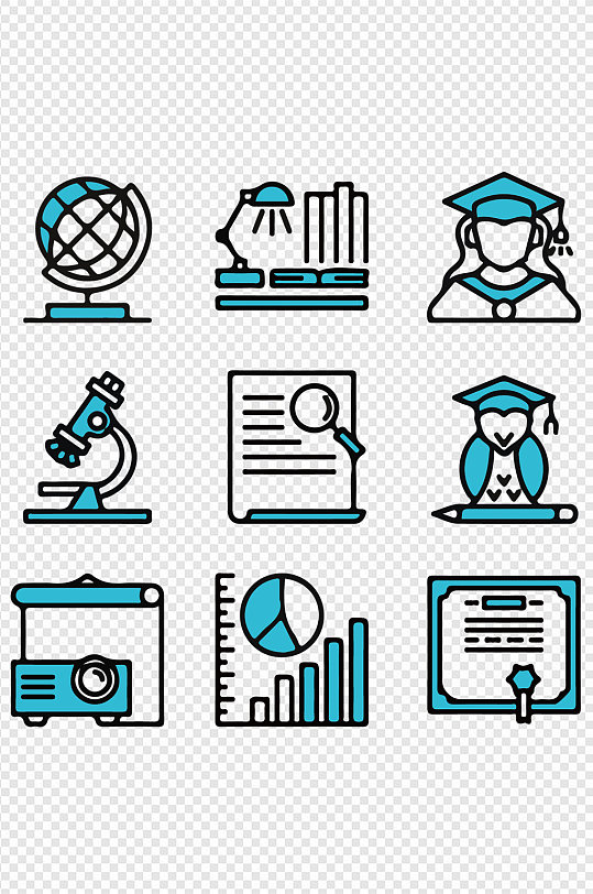 扁平化学业学习学位学术图标免扣元素