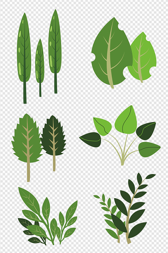 绿色自然植物树木树叶装饰图案免扣元素