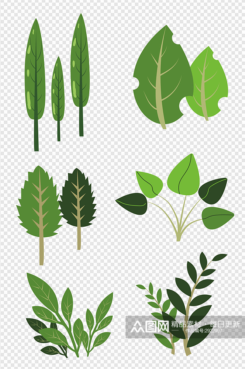 绿色自然植物树木树叶装饰图案免扣元素素材