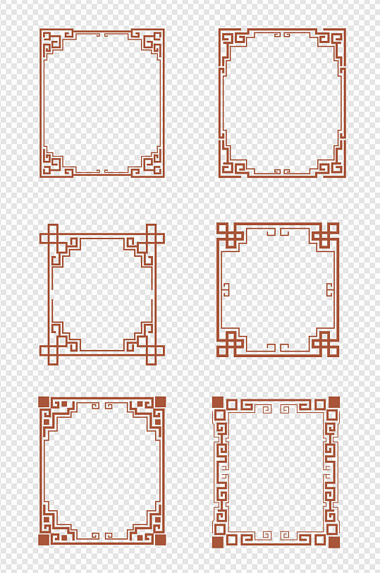 中国风古典花边文化墙边框文本框免扣元素